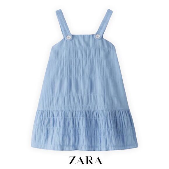 ZARA Kids | Light Blue | Texturized Dress with Buttons - Picture 1 of 5
